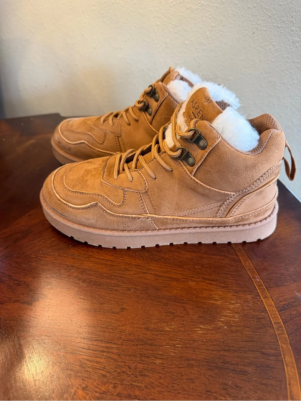Aspen Kids Tan Suede Winter Boot with Fleece Lining